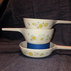 Corningware Vintage Flower Bouquet Saucepan Set Excellent Condition